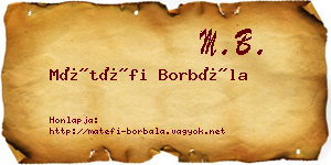 Mátéfi Borbála névjegykártya